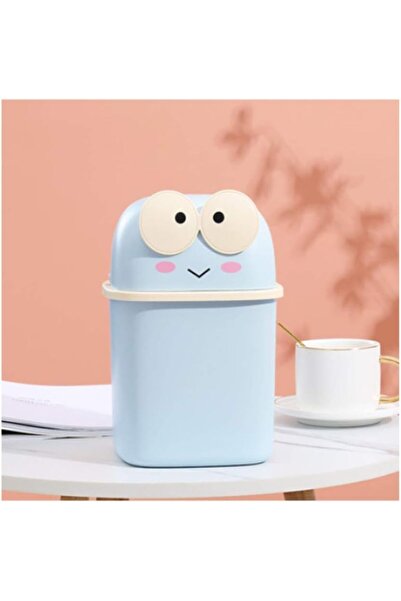 nesever store Kapalı Kapaklı Dekoratif Çöp Kutusu Mavi Renk