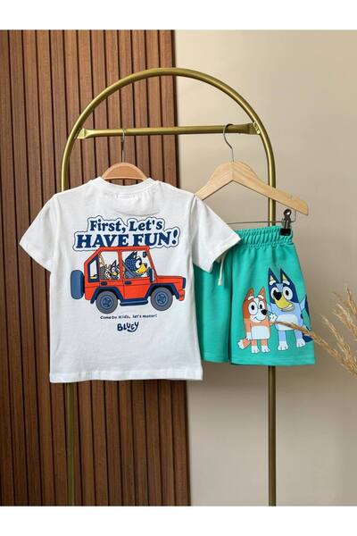 JELİBOOM Kbluey Girl's Shorts Set 100% Cotton 2-8 Years