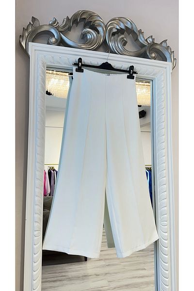 Sentez Fabric Trousers with Elastic Back - White