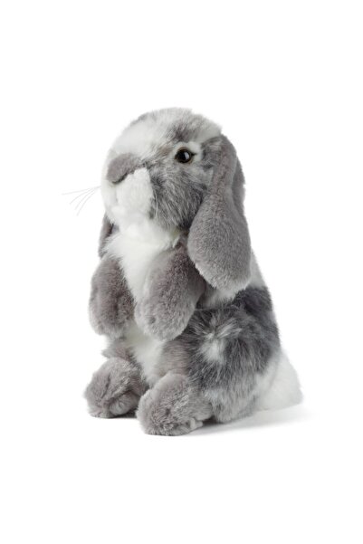 Living Nature Jucarie de plus, Iepure pufos cu urechi lungi gri in sezut 19 cm