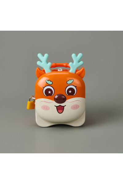 HEDİYE FİKRİ Interlocking Metal Piggy Bank with Deer Design – 16X10 Cm, Colorful, for Children