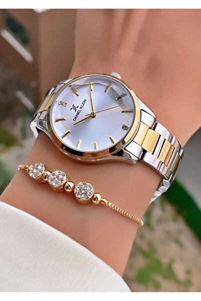 Daniel Klein Gold Colored Women's Wristwatch and Bracelet Gift