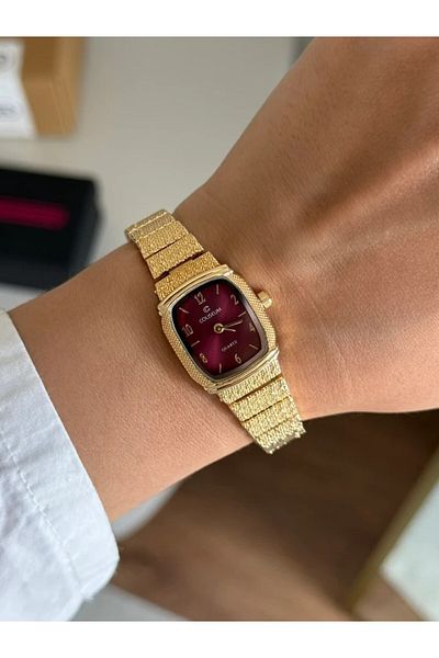 RoseandRoses Lisette Vintage Model Women's Wristwatch Gold (Burgundy Dial)