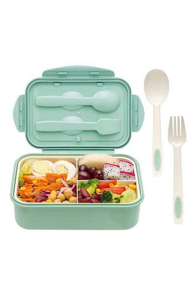 Arabest 3-Grid Lunch Box With Lid - Green