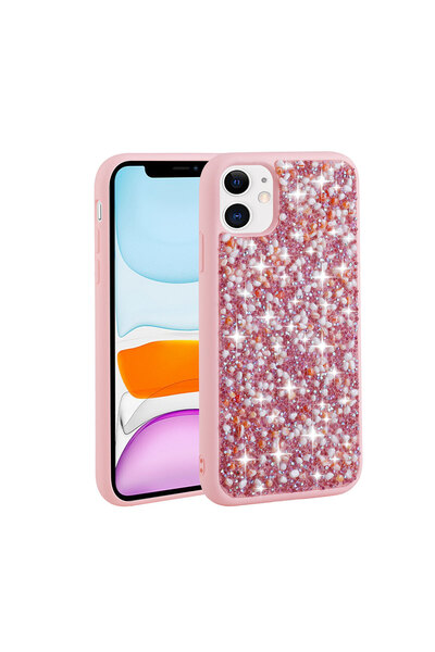 sickossi حافظة SCKS Linea بتصميم حجري لامع متوافق مع هاتف iPhone 11 - وردي