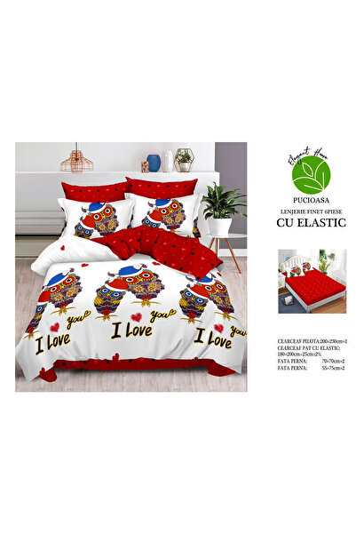 FIONNA.RO Lenjerie De Pat Finet Cu Elastic - Owls In Love - Bufnite Indragostite