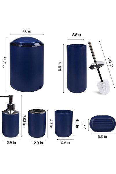 Bathroom Life مجموعة إكسسوارات الحمام CERBIOR المكونة من 6 قطع تتضمن موزع الصابون وحامل فرشاة الأسنان وT