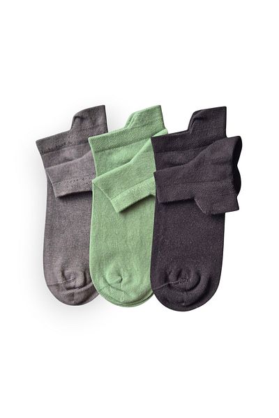 Redy Men's Colorful (Green-Black-Grey) 3-Piece Cotton Booties Socks