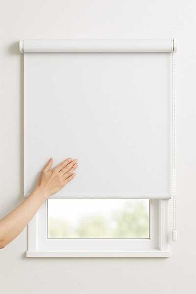 BULUT beyaz blackout karatmalı kalın stor perde aliminyum boru ve kasa