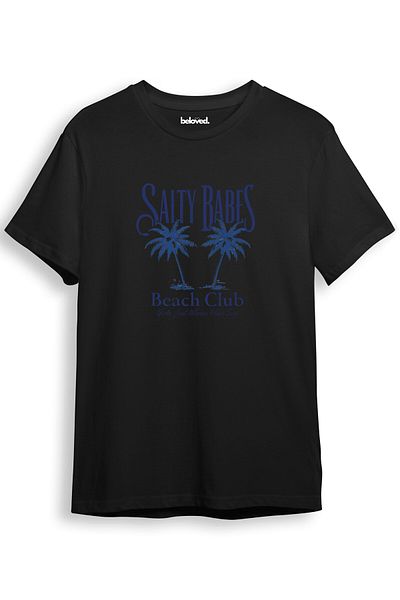 beloved.co Salty Babes Palm Pattern Beach Club 100% Cotton Regular Fit Unisex T-Shirt