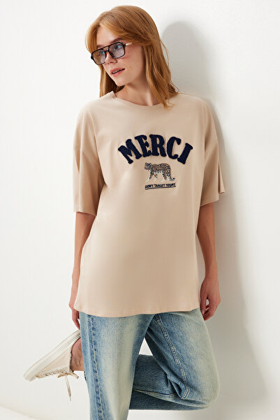 Lovelyİstanbul Κέντημα Κεντημένο Ανάγλυφο Πλεκτό T-shirt LKT0009 ΜΠΕΖ