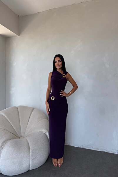 KAMACI BUTİK فستان ساندي بإبزيم على الكتف والخصر