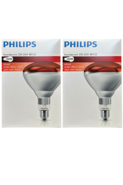 Philips (2 Adet) 250W Kızılötesi (infrared) Hayvan Isıtma ve Fizik Tedavi Lam...