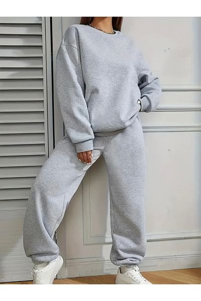 FUFLUNS Oversize Unisex Cycling Collar Bottom/Upper Tracksuit Set