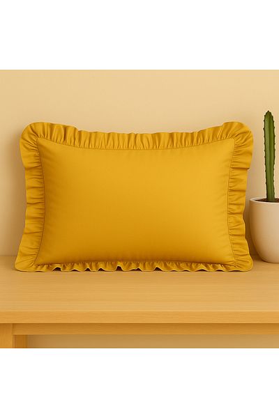 abidehanım 100% Cotton Ruffle Pillow Case 50X70 cm (1 Pc) Mustard