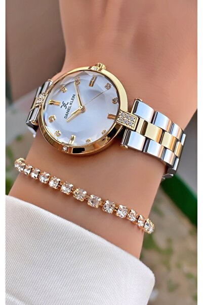 Daniel Klein Gold Colored Women's Wristwatch and Bracelet Gift