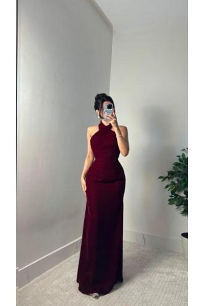 SOOL Soft Velvet Dress in Burgundy