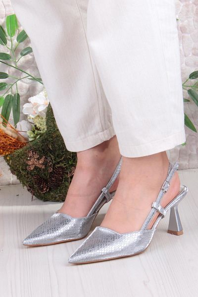fort 087-90 Fls Printed Open Back Closed Front Heeled Shoes