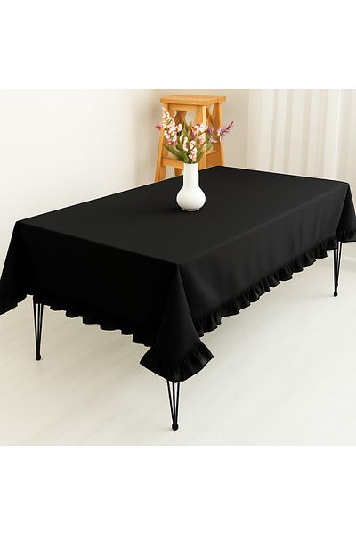 abidehanım Rufle |   Black Ruffle Tablecloth 110X110