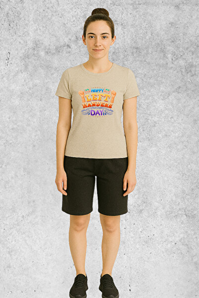 MOLICO Basic Unisex Crew Neck Short Sleeve Happy Lefties Printed Tshirt