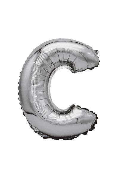 SDX Market Silver metallic foil balloon, Letter C, 80 cm, Silver