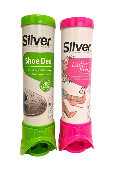 SDX Market Set of 2 x Silver Ladies Fresh Shoe Deodorant Spray and Shoe Deo 100 ml