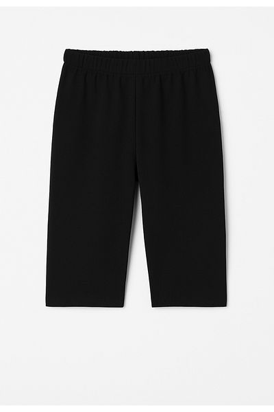 BELVİNA Women's Short Leggings-Black Cotton & Lycra