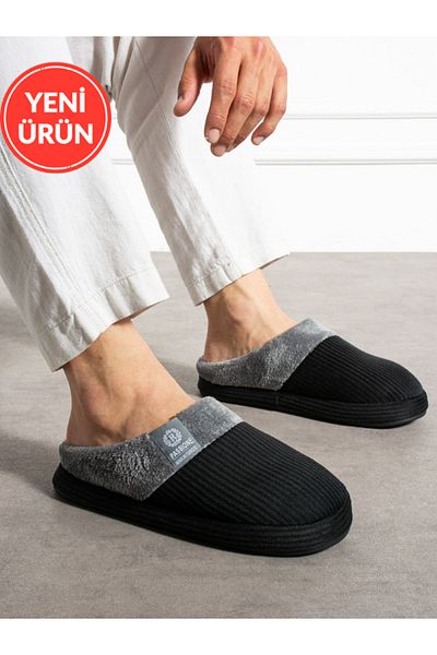 STOCON Men's Corduroy Fabric Comfortable Fur Inside Soft Sole House Slippers Dowry Slippers Stc1125