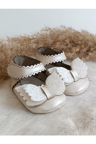 Hodore Angel Cream Genuine Leather Baby Loafer Booties