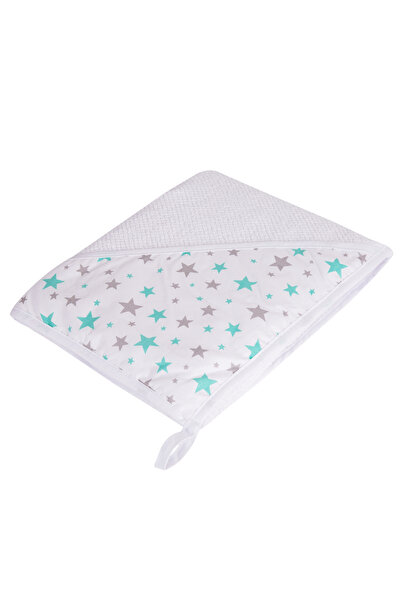 magic kids Prosop de baie pentru bebelusi din bumbac, cu gluga, Alb cu stelut...