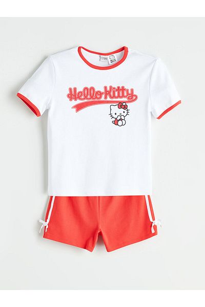 LC Waikiki Crew Neck Hprinted Girls' T-Shirt and Shorts