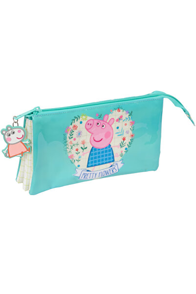 safta Peppa Pig Pretty Flowers pencil case with 3 compartments, 22x12x3 cm