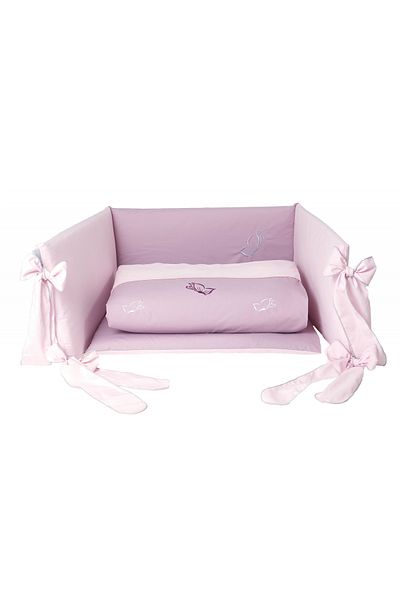 Amy - 3-piece underwear with side protection, Cotton Butterflies, 120x60 cm, Rose