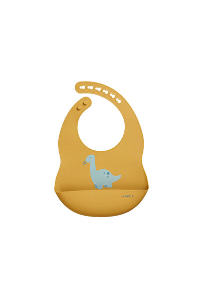 OEM Силиконов лигавник с джоб, регулируем, "Парти" - Динос горчица