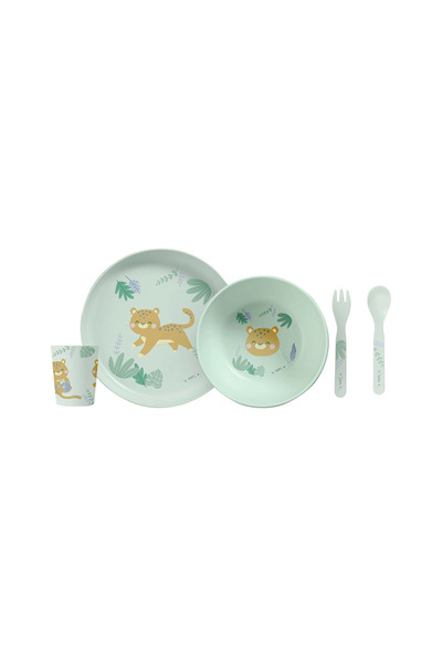 SARO BABY Set complet de masa, 5 piese, cu ventuza, , œJungle Cheetahs, Mint