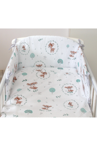 Amy Set lenjerie din bumbac cu protectie laterala pentru pat bebe 120 x 60 cm...