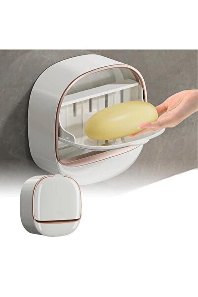 Nirnisa Kapaklı Oval Sabunluk Yapışkanlı Duvara Monte Banyo Mutfak Süngerlik ...