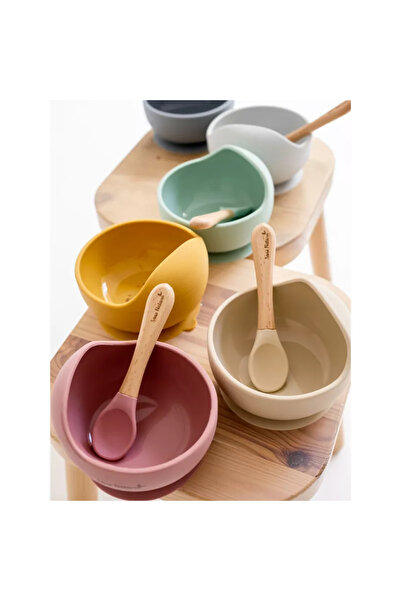 SARO BABY Bol și lingură antiderapante din silicon alimentar, set de 2 piese pentru diversificare, mentă