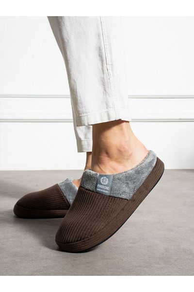 STOCON Men's Corduroy Fabric Comfortable Fur Inside Soft Sole House Slippers Dowry Slippers Stc1125