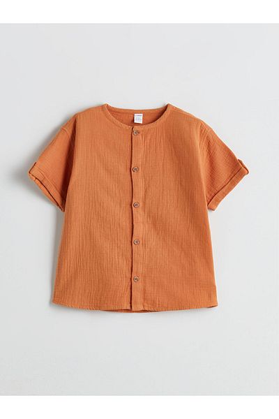 LC Waikiki Lcw Baby Orange Basic Boy's Shirt and Shorts 2 Pcs