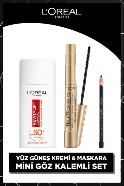 L'Oreal Paris Revitalift Clinical SPF 50+ Yüz Güneş Kremi + Telescopic Gold M...