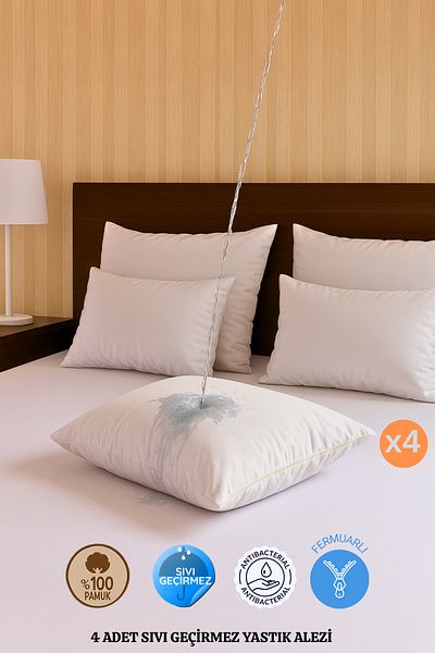 Formeya 4 bucăți 100% bumbac, rezistent la apă, pernă, saltele, protector de pernă, husă de pernă 50x70 cm