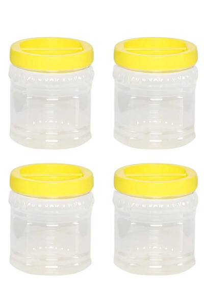 LOGIC CHEMIE Plastic Jar Pet Canister Storage Container 1 Liter 4 Pieces Honey Pickle Paste Jar 1000ml.