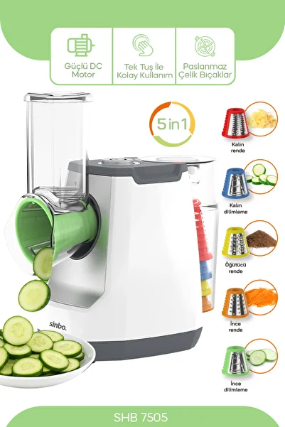 Sinbo Shb-7505 5 in 1 Automatic Chopper-Grater- Slicer Machine