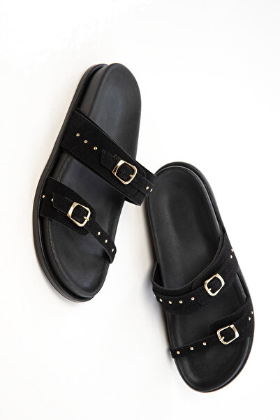 SOHO Black Suede Women's Slippers 20790