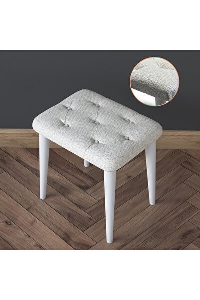 Rani Mobilya Rani BJ162 Hollywood Işıklı Aynalı Kulis Makyaj Masası 6 Çekmeceli Takı Düzenleyici Puf Takım Beyaz