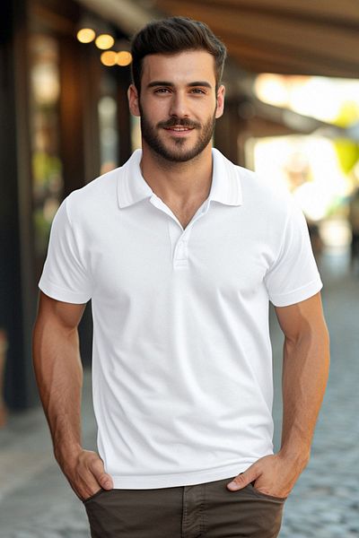 Trendyol Collection Tricou alb cu decolteu polo, 100% bumbac, cu dungi cu decolteu subțire/subțire TMNSS20PO0009