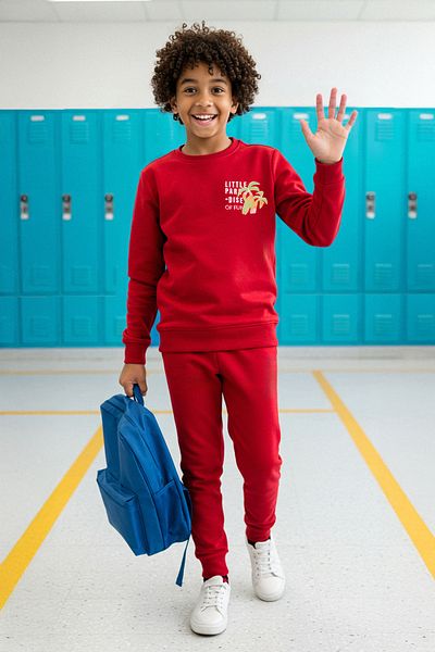 TRENDYOLKIDS Costum din bumbac imprimat roșu pentru băiat - TKDAW25AU00044