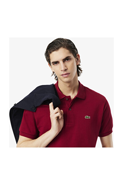 Lacoste Чоловіча футболка з коміром-поло червоного кольору бордо476