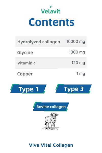 Velavit Viva Collagen Jar - 334 Gr.10,000 Mg Extra Glycin Collagen